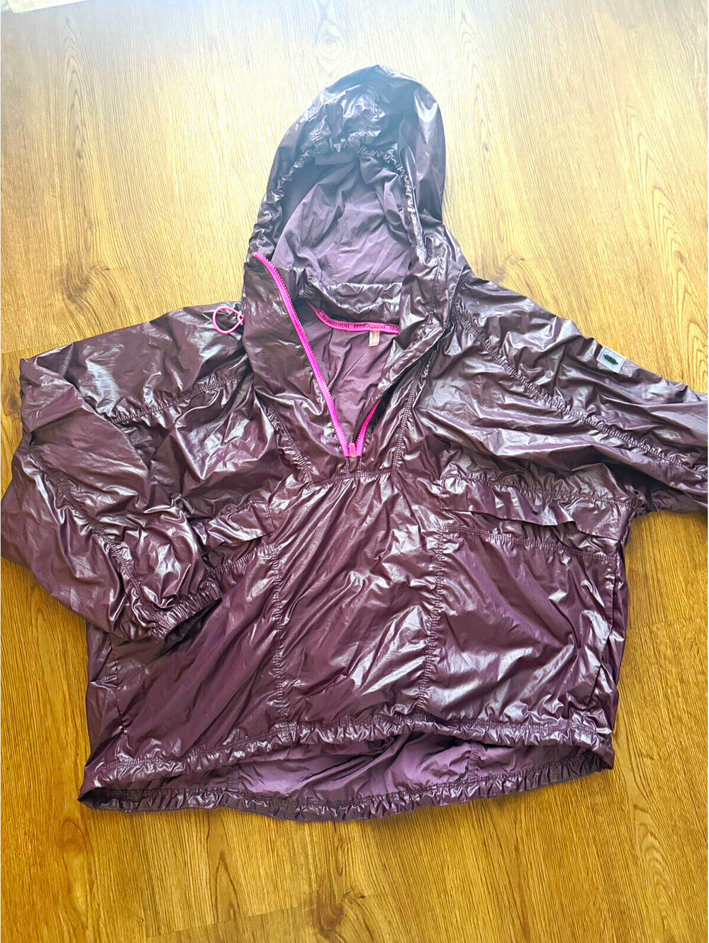 FP Movement Free People Jacket Large Purple Pink Hooded Nylon Pullover Anorak